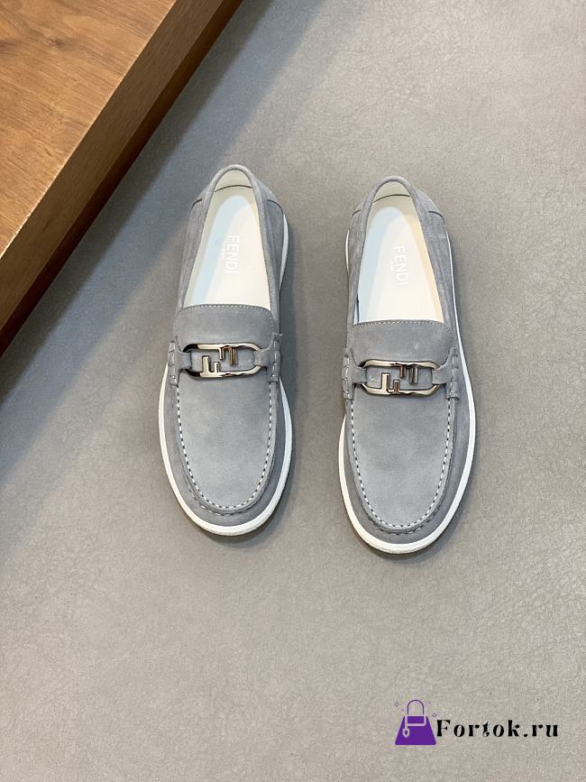 Fortok Fendi O'Lock Loafers Suede Mouse Gray - 1