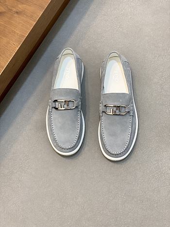 Fortok Fendi O'Lock Loafers Suede Mouse Gray