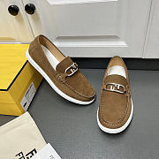 Fortok Fendi O'Lock Loafers Suede Brown - 1