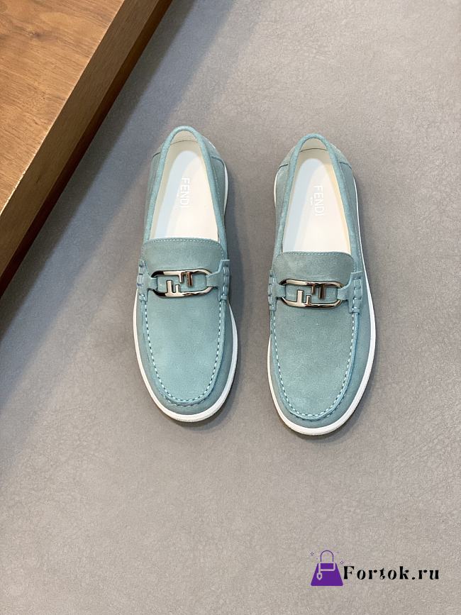 Fortok Fendi O'Lock Loafers Suede Blue - 1
