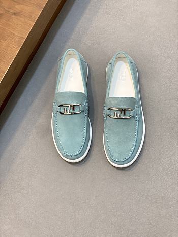 Fortok Fendi O'Lock Loafers Suede Blue