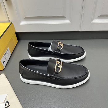 Fortok Fendi O'Lock Loafers Leather Black