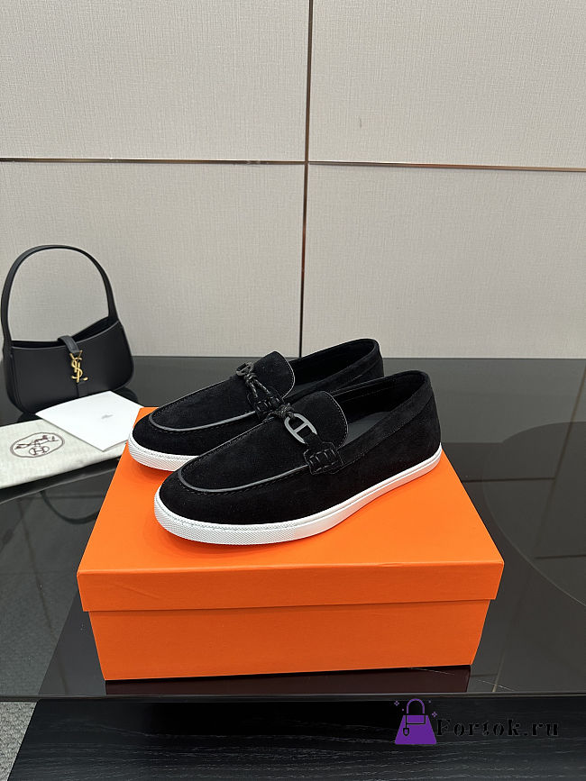 Fortok Hermes Ignacio loafer Suede Noir - 1
