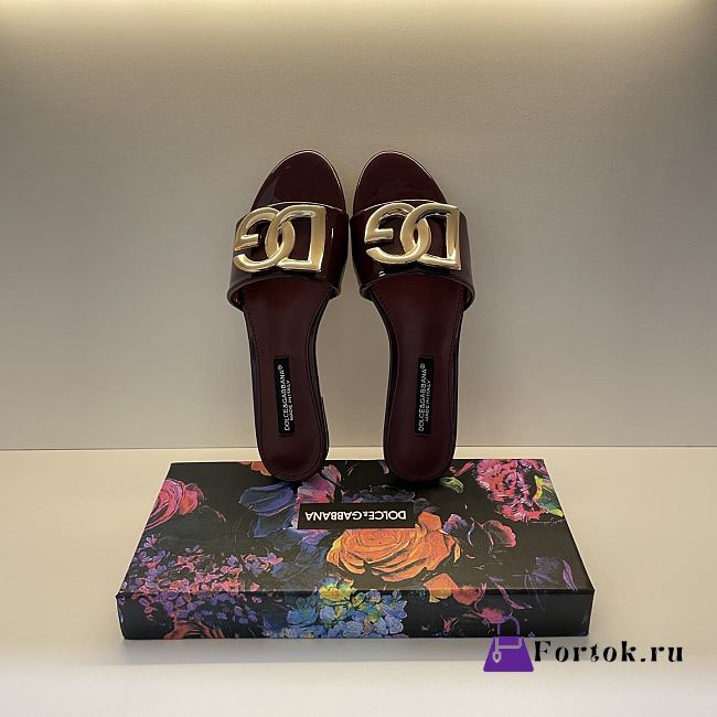Fortok Dolce & Gabbana D&G slippers patent leather Brown - 1