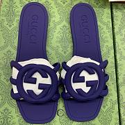 Fortok Gucci Interlocking G Slide Sandals Rubber Purple  - 1