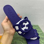 Fortok Gucci Interlocking G Slide Sandals Rubber Purple  - 5