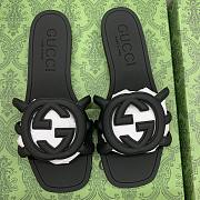 Fortok Gucci Interlocking G Slide Sandals Rubber Black - 1
