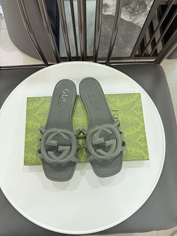 Fortok Gucci Interlocking G Slide Sandals Rubber Green