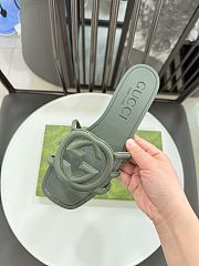 Fortok Gucci Interlocking G Slide Sandals Rubber Green - 2