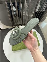 Fortok Gucci Interlocking G Slide Sandals Rubber Green - 3