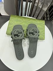 Fortok Gucci Interlocking G Slide Sandals Rubber Green - 5