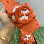 Fortok Gucci Interlocking G Slide Sandals Rubber Orange - 4