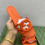 Fortok Gucci Interlocking G Slide Sandals Rubber Orange - 6