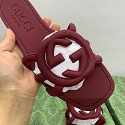 Fortok Gucci Interlocking G Slide Sandals Rubber Rouge - 3