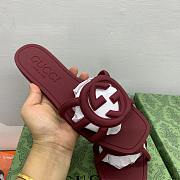 Fortok Gucci Interlocking G Slide Sandals Rubber Rouge - 4