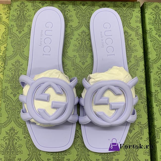Fortok Gucci Interlocking G Slide Sandals Rubber Baby Purple - 1