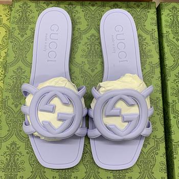 Fortok Gucci Interlocking G Slide Sandals Rubber Baby Purple