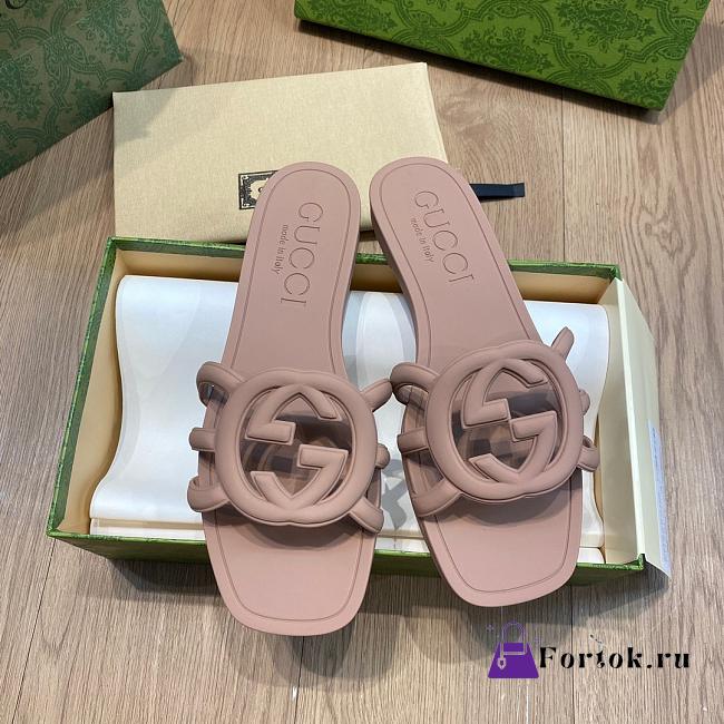 Fortok Gucci Interlocking G Slide Sandals Rubber earthy brown - 1