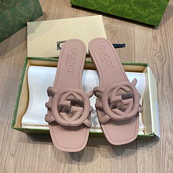 Fortok Gucci Interlocking G Slide Sandals Rubber earthy brown