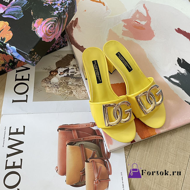 Fortok Dolce & Gabbana D&G slippers patent leather Heels Yellow - 1