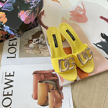 Fortok Dolce & Gabbana D&G slippers patent leather Heels Yellow