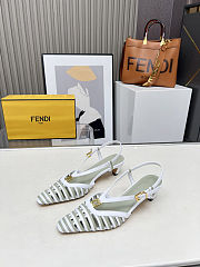 Fortok Fendi FFold White and green leather low-heeled slingbacks 4cm - 1