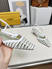 Fortok Fendi FFold White and green leather low-heeled slingbacks 4cm - 6