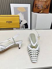 Fortok Fendi FFold White and green leather low-heeled slingbacks 4cm - 5
