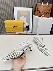 Fortok Fendi FFold White and green leather low-heeled slingbacks 4cm - 4