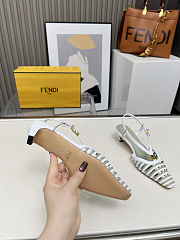 Fortok Fendi FFold White and green leather low-heeled slingbacks 4cm - 2