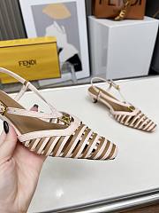 Fortok Fendi FFold Pink and beige leather low-heeled slingbacks 4cm  - 6