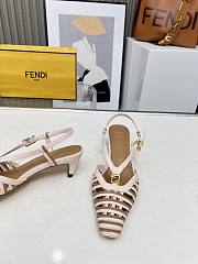 Fortok Fendi FFold Pink and beige leather low-heeled slingbacks 4cm  - 3