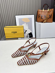 Fortok Fendi FFold Brown and matcha green leather low-heeled slingbacks 4cm  - 6