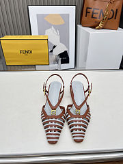 Fortok Fendi FFold Brown and matcha green leather low-heeled slingbacks 4cm  - 5
