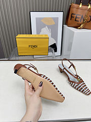 Fortok Fendi FFold Brown and matcha green leather low-heeled slingbacks 4cm  - 4