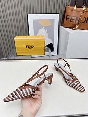 Fortok Fendi FFold Brown and matcha green leather low-heeled slingbacks 4cm  - 3