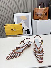 Fortok Fendi FFold Brown and matcha green leather low-heeled slingbacks 4cm  - 2