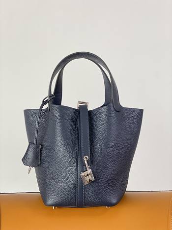 Fortok Hermès Picotin Lock 18 Bag Navy Blue 18cm 