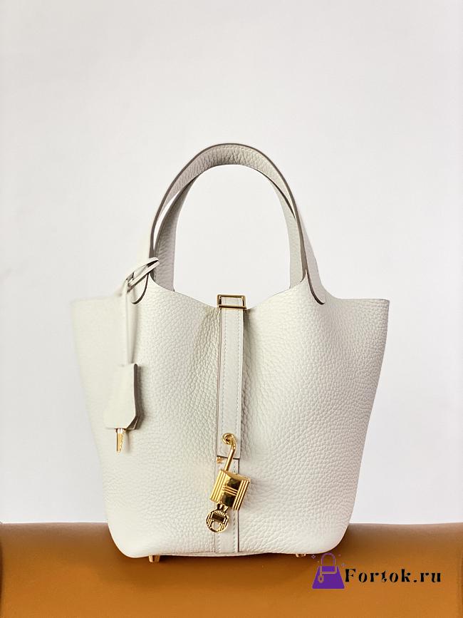 Fortok Hermès Picotin Lock 18 Bag White 18cm  - 1