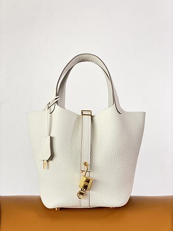 Fortok Hermès Picotin Lock 18 Bag White 18cm 