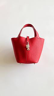 Fortok Hermès Picotin Lock 18 Bag Red Silver Hardware 18cm  - 1