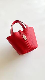 Fortok Hermès Picotin Lock 18 Bag Red Silver Hardware 18cm  - 4