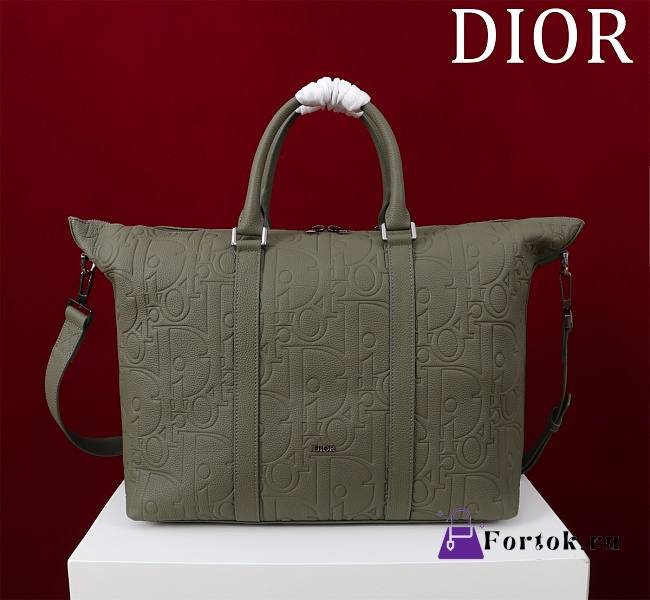 Fortok Dior Weekender 40 Moss Green Dior Gravity Leather and Black Grained Calfskin 57.5 x 34.5 x 22cm - 1