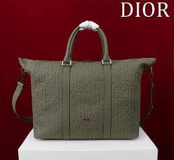 Fortok Dior Weekender 40 Moss Green Dior Gravity Leather and Black Grained Calfskin 57.5 x 34.5 x 22cm