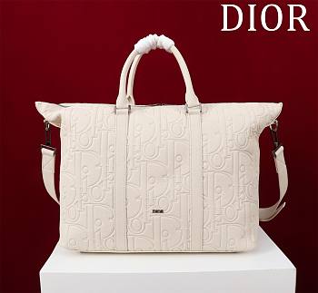 Fortok Dior Weekender 40 Ivory Dior Gravity Leather and Black Grained Calfskin 57.5 x 34.5 x 22cm 