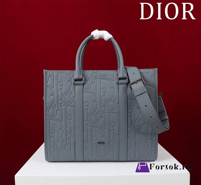 Fortok Dior Medium East-West Tote Bag Deep Gray Dior Gravity Leather and Deep Gray Grained Calfskin 36*30*10cm - 1