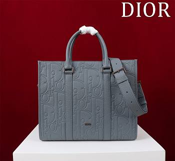Fortok Dior Medium East-West Tote Bag Deep Gray Dior Gravity Leather and Deep Gray Grained Calfskin 36*30*10cm