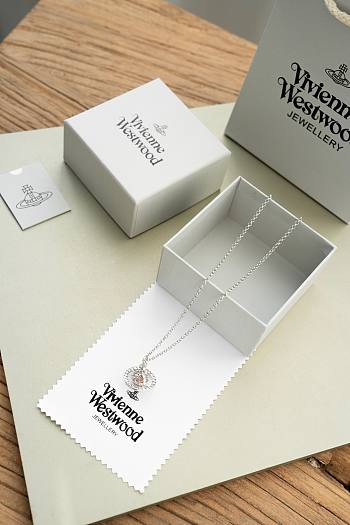 Fortok Vivienne Westwood Mayfair Orb Pendant Necklace Light Rose Crystal 