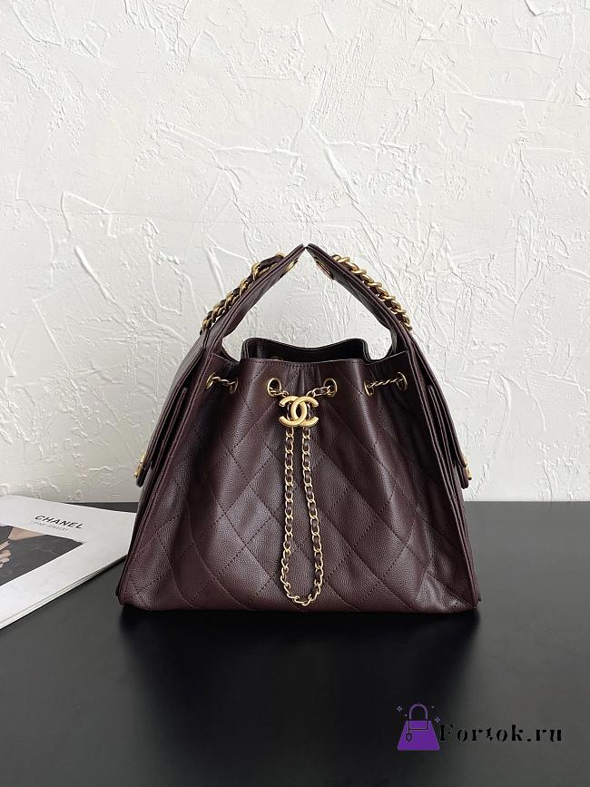 Fortok Chanel 25 Burgundy Mini Bag Caviar 25.5×12×20cm - 1