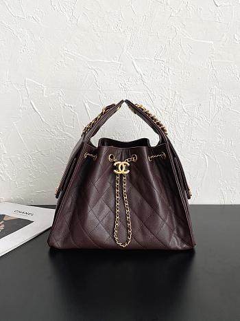Fortok Chanel 25 Burgundy Mini Bag Caviar 25.5×12×20cm